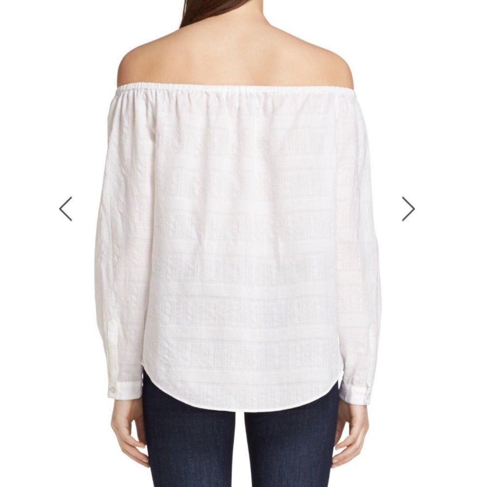 Rag & Bone Off The Shoulder Cotton Blouse in White - Picture 10 of 13